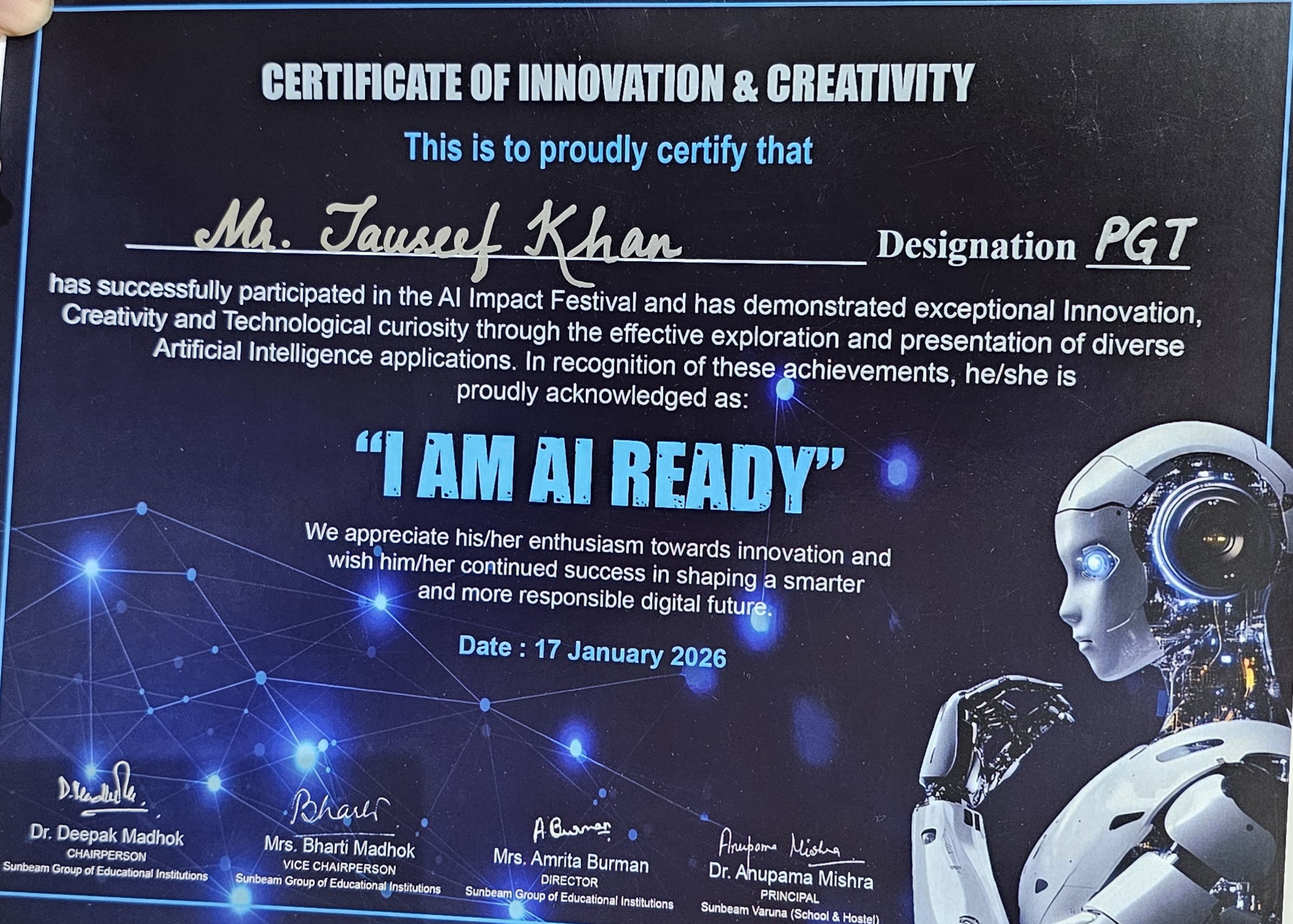 AI Carnival Convener Certificate Certificate